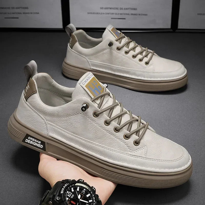 (PAGUE 1 LEVE 2 - PROMOÇÃO EXCLUSIVA) Sapatênis Masculino Em Couro Premium Orenas + BRINDE
